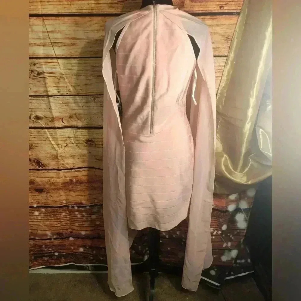 🌸VENUS Chiffon Overlay Bandage Bodycon Pink Dress Sleeveless Sexy Slimmi… - Picture 10 of 16
